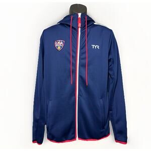 Team USA Water Polo Olympic Jacket Womens SM Sports Hoodie Sweatshirt Blue TYR